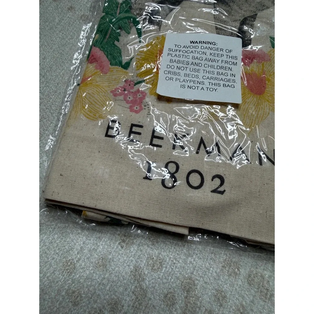 BEEKMAN 1802 Tote Bag Beige Floral Goat Botanical Baby Goat Women's OS‎ New